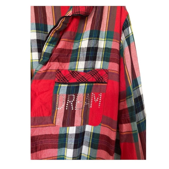 Victoria’s Secret Flannel Plaid One Piece PJ Shorts Romper Medium - Picture 5 of 8